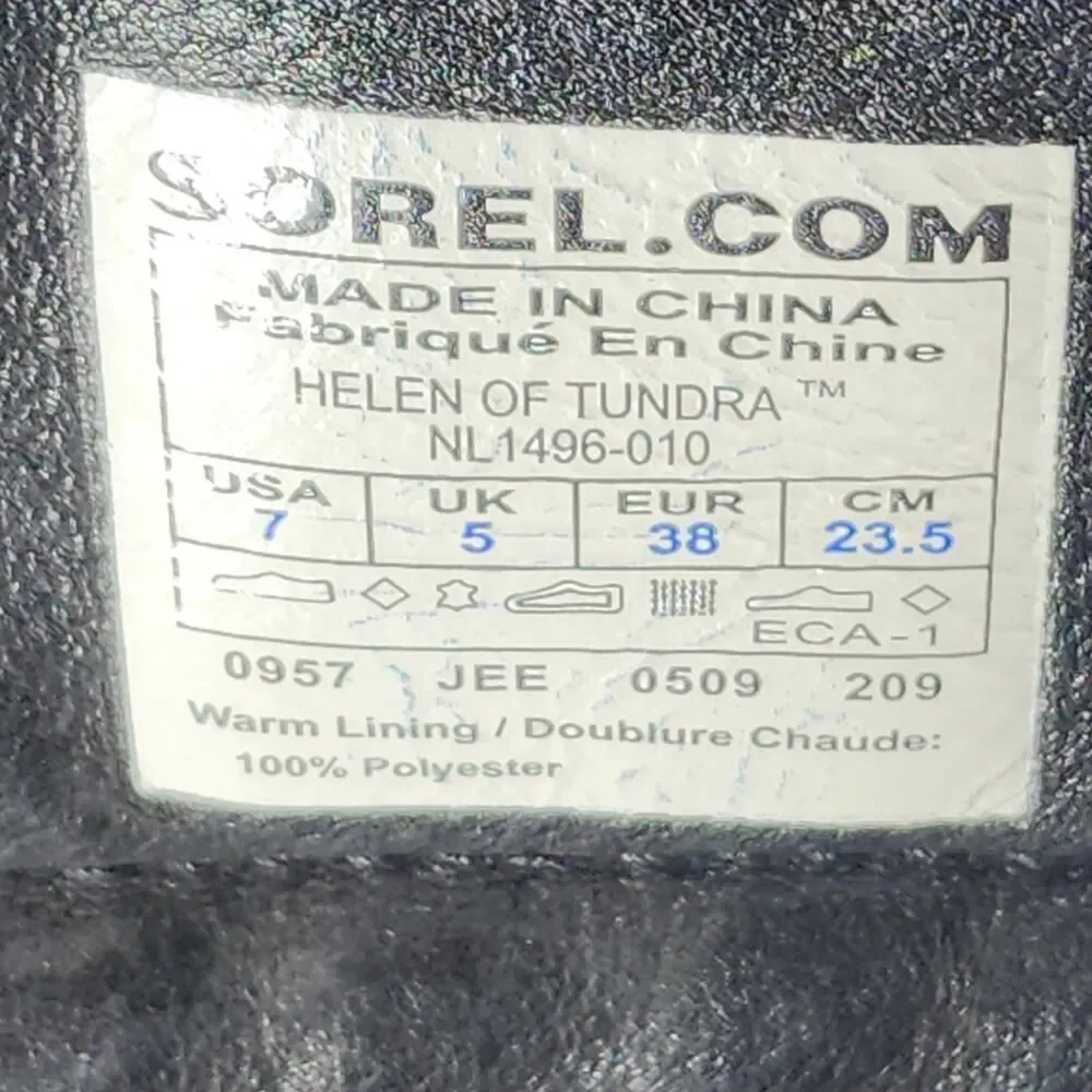 Sorel Women's Helen Of Tundra II US7 Black Leather Waterproof Winter Boots